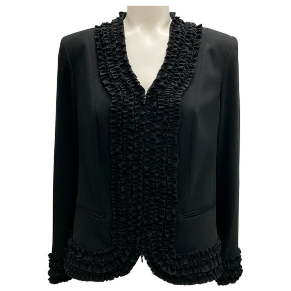 Anne Fontaine Black Ruffled Aurelie Jacket